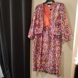 Ashro Multicolor Geometric Dress and Jacket